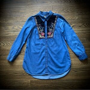 Anthropologie Holding Horses Murelet Denim Top
